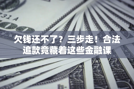 武汉欠钱还不了？三步走！合法追款竟藏着这些金融课